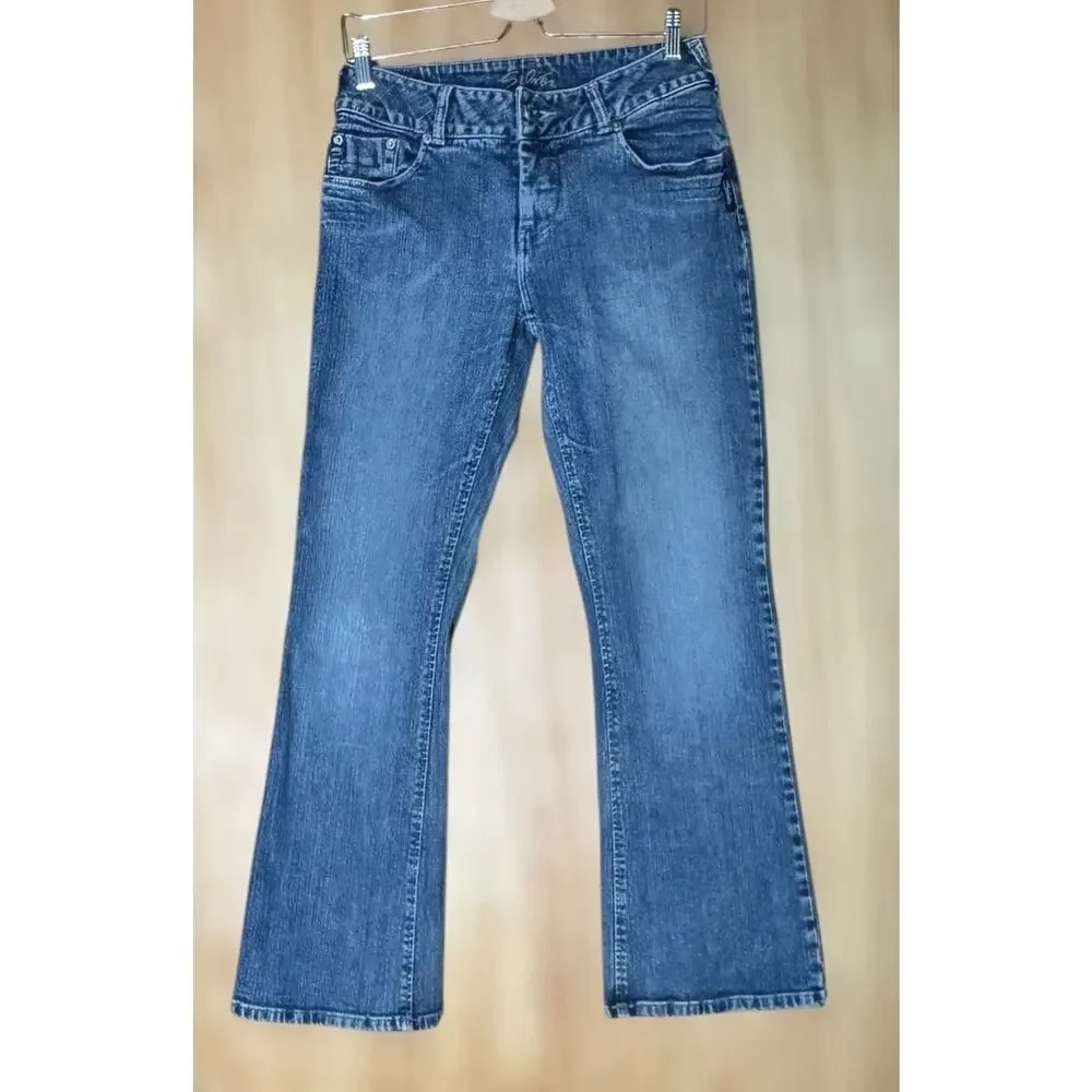 Y2K Silver Jeans Womens Size 29 Low Rise Dark Wash Bootcut Flare Denim Stretch - Picture 2 of 12